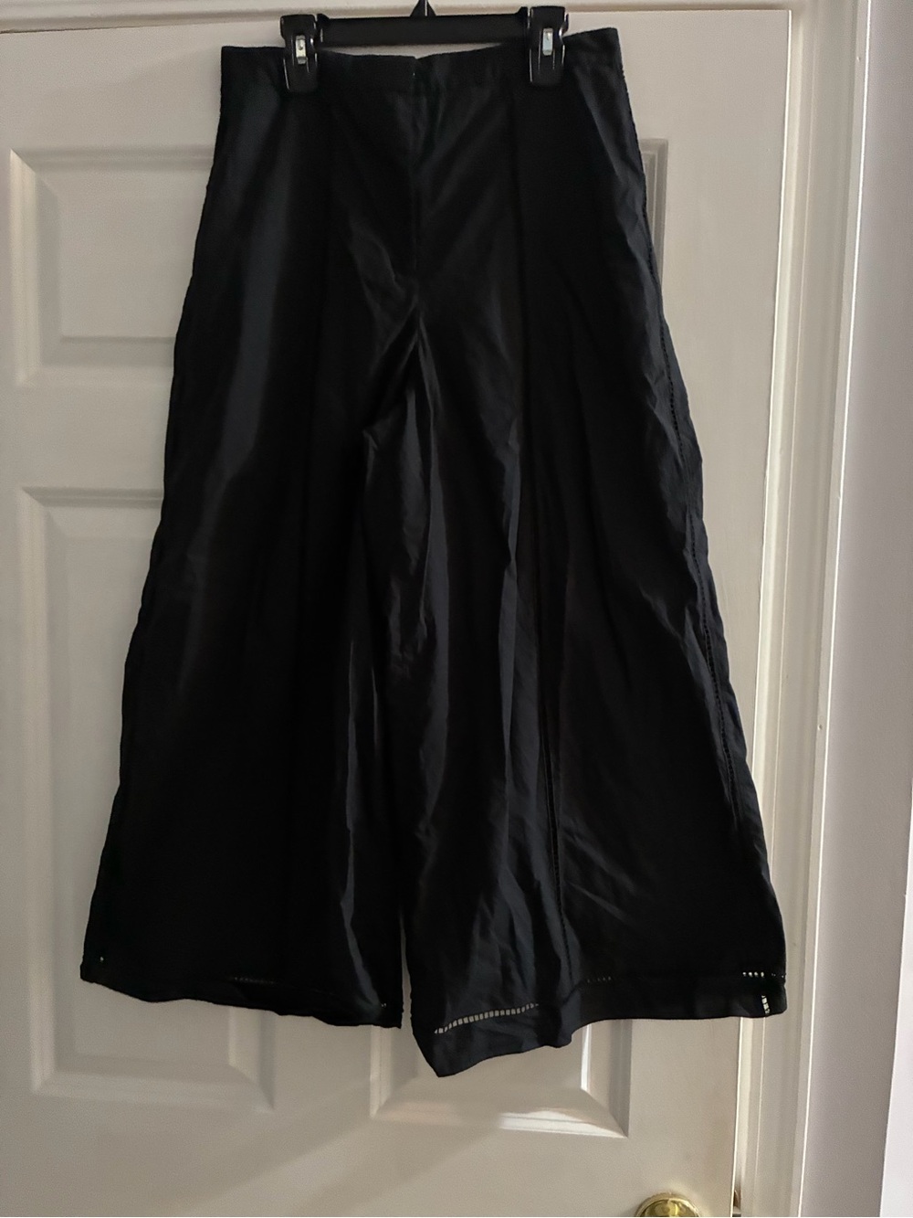 Theory Black Wide-Leg Women's Pants with Ladder Lace